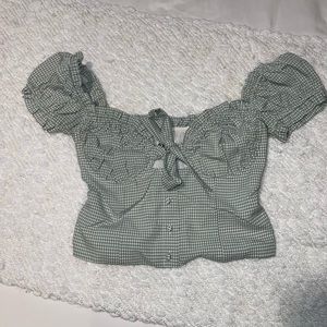 ELOUISE CROP TOP MINT GINGHAM